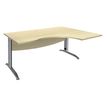 Bureau compact à droite IDRA - L180 cm - Pieds alu - plateau imitation Erable (Pieds de renfort obligatoire à rajouter - non inclus)