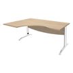 Bureau compact à gauche IDRA - L160 cm - Pieds blanc - plateau imitation Chêne clair (Pieds de renfort obligatoire à rajouter - non inclus)