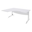 Bureau compact à gauche IDRA - L160 cm - Pieds blanc - plateau Blanc perle (Pieds de renfort obligatoire à rajouter - non inclus)