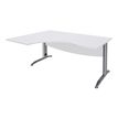Bureau compact à gauche IDRA - L160 cm - Pieds alu - plateau Blanc perle (Pieds de renfort obligatoire à rajouter - non inclus)