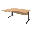 Bureau compact à gauche IDRA - L160 cm - Pieds anthracite - Plateau imitation Hêtre (Pieds de renfort obligatoire à rajouter - non inclus)
