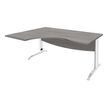 Bureau compact à gauche IDRA - L160 cm - Pieds blanc- plateau imitation Chêne gris (Pieds de renfort obligatoire à rajouter - non inclus)