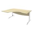Bureau compact à gauche IDRA - L160 cm - Pieds blanc - plateau imitation Erable (Pieds de renfort obligatoire à rajouter - non inclus)