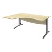 Bureau compact à gauche IDRA - L160 cm - Pieds alu - plateau imitation Erable (Pieds de renfort obligatoire à rajouter - non inclus)