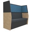 Banquette acoustique IN'TEAM - L170 x H 150 x P170 cm - 3 places - structure chêne clair et carbone - panneaux bleu chiné