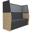 Banquette acoustique IN'TEAM - L170 x H 150 x P170 cm - 3 places - structure chêne clair et carbone - panneaux gris chiné