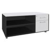 3253310163591-Console mobile LEVEL/STEELY/WOODY- L120 x H63 x P60 cm - 2 tiroirs dont 1 DS - coté anthracite - finition façade et d--0