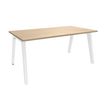 Bureau simple STEELY - L120 cm - Pieds blanc - plateau imitation Chêne clair