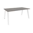 Bureau simple STEELY - L160 cm - Pieds blanc - plateau imitation Chêne gris