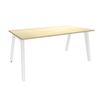 Bureau simple STEELY - L140 cm - Pieds blanc - plateau imitation Erable