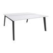 Bureau double STEELY - L120 cm - Double face Depart - Pieds carbone - plateau Blanc perle