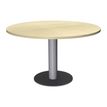 3253310171282-Table de réunion ronde - diam 100 cm - pieds tulipe alu - plateau imitation érable--0