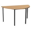 Table de réunion Demi-lune - 120 x 60 cm - Pieds carrés anthracite - imitation hêtre