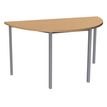 Table de réunion Demi-lune - 160 x 80 cm - Pieds carrés aluminium - imitation hêtre