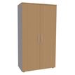 Armoire haute IRIS - H180 x L80 x P47 - 2 portes - Corps aluminium - Dessus et portes imitation Hêtre