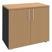 Armoire basse EXPRIM/LOFTER/LEVEL - H72 x L80 x P47 - 2 portes - Corps Anthracite - Dessus et portes imitation Hêtre