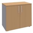 3253310129917-Armoire basse IDRA/DUAL - H72 x L80 x P47 - 2 portes - Corps alu - Dessus et portes imitation Hêtre--0