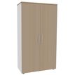 3253310134423-Armoire haute IDRA/DUAL - H180 x L80 x P47 - 2 portes - Corps blanc - Portes et dessus imitation Chêne--0