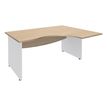 3253310175440-Bureau compact à droite DUAL - L180 cm - Pieds blanc - plateau imitation Chêne clair (Pieds de renfort ou caisson bout de bureau obligatoire à rajou--0