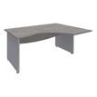 Bureau compact à droite DUAL - L180 cm - Pieds alu - plateau imitation Chêne gris (Pieds de renfort ou caisson bout de bureau obligatoire à rajouter - non inclus)