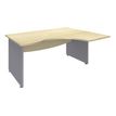 3253310106833-Bureau compact à droite DUAL - L180 cm - Pieds alu - plateau imitation Erable (Pieds de renfort ou caisson bout de bureau obligatoire à rajou--0