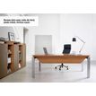 3483600165503-Bureau bois SLIVER avec voile de fond - 190 cm - Pieds métal - Chêne fil et blanc--1