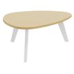 Table basse galet - L100xH42xP90/80 - pied blanc - plateau imitation hêtre