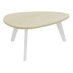 Table basse galet - L100xH42xP90/80 - pied blanc - plateau imitation érable