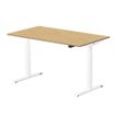 3760350281098-Bureau électrique UGO - L160x80cm - pieds blancs - plateau imitation chêne Stone--1