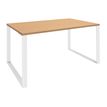Bureau droit LOFTER - L120 cm - Plateau imitation Hêtre - pied Blanc