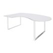 Bureau LOFTER Manager arrondi -  retour à gauche - L200 cm - Plateau blanc perle - Pied blanc (Pieds de renfort obligatoire à rajouter - non inclus)