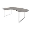 Bureau LOFTER Manager arrondi -  retour à gauche - L200 cm - Plateau imitation chêne gris - Pied blanc (Pieds de renfort obligatoire à rajouter - non inclus)