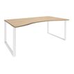 Bureau vague symétrique LOFTER - L180 cm - Plateau imitation chêne clair - pied Blanc