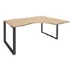 Bureau compact LOFTER - L160 cm - Retour à droite - Plateau imitation chêne clair - pied Carbone - (pied de renfort obligatoire à rajouter - non inclus)
