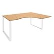 Bureau compact LOFTER - L160 cm - Retour à droite - Plateau imitation Hêtre - pied Blanc - (pied de renfort obligatoire à rajouter - non inclus)