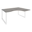 Bureau compact LOFTER - L160 cm - Retour à droite - Plateau imitation chêne gris - pied Blanc - (pied de renfort obligatoire à rajouter - non inclus)
