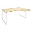 Bureau compact LOFTER - L160 cm - Retour à droite - Plateau imitation Erable - pied Blanc - (pied de renfort obligatoire à rajouter - non inclus)
