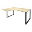 Bureau compact LOFTER - L180 cm - Retour à gauche - Plateau imitation Erable - pied Carbone - (pied de renfort obligatoire à rajouter - non inclus)