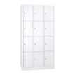 Vestiaire 3 colonnes soit 12 cases monobloc - H180 x L90 x P50 cm - blanc
