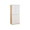 3483600165589-Armoire haute SLIVER - L80 x H188 x P45 - 2 portes - Chêne fil et blanc-Angle gauche-0