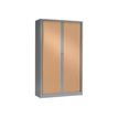 3219095800403-Armoire haute monobloc à rideaux GENERIC - 198 x 120 x 43 cm - aluminium/imitation hêtre-Angle gauche-0