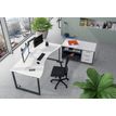 3253310280748-Bureau vague symétrique LOFTER - L180 cm - Plateau imitation noyer - pied Carbone--1