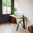 3760350280695-Bureau THEODORE  L160 - pieds noir - plateau Blanc laqué--1