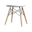 Tabouret bas SKOLL - pieds bois et acier noir - assise noire