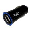3701263503426-JAYM - Chargeur allume cigare pour voiture - 2 USB + câble USB vers Micro-USB - noir-Angle gauche-0