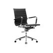 3700339883806-Fauteuil de bureau WARREN - accoudoirs fixes - dossier bas - cuir noir-Angle gauche-1