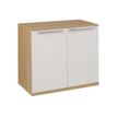 Rangement bas SLIVER - L80 x H75 x P45 - 2 portes - Chêne fil et blanc