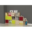 7331910014744-Bibliothèque modulaire MAXICOLOR - 6 cases en escalier - imitation chêne clair--1