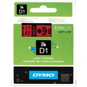 Dymo D1 - Ruban d'étiquettes auto-adhésives - 1 rouleau (9 mm x 7 m) - fond rouge écriture noire 