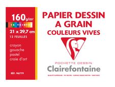 Clairefontaine Etival - Pochette papier à dessin - 12 feuilles - A4 - 160 gr - couleurs vives